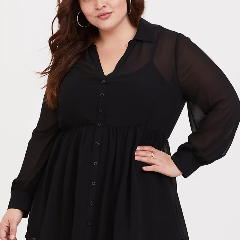 Torrid Black Georgette Babydoll Blouse